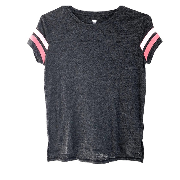 Old Navy Other - OLD NAVY black tee with coral arm stripes!